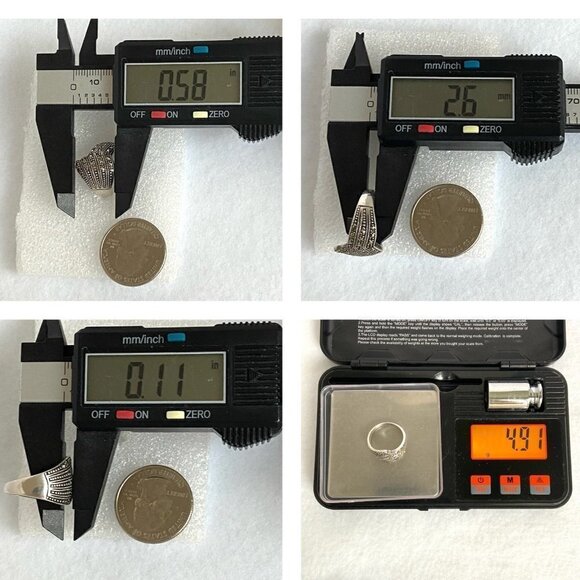 Sterling Silver 925 Art Deco Style Marcasite Asymmetric Wide Band Ring Sz 6.5 - Picture 10 of 16